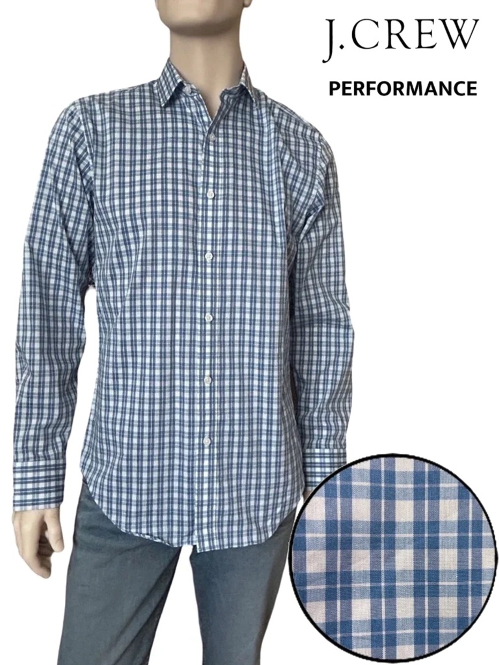 J Crew Performance Slim Fit Shirt Dress Re-imagined Long Sleeve Windowpane Plaid